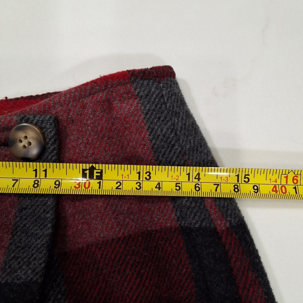 ✨2/$25 Old Navy~Women VTG 90 Long Wrap Skirt~Red Black Buffalo Plaid~Wool~4 - Picture 5 of 6